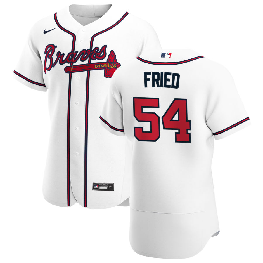 Atlanta Braves #54 Max Fried Men Nike White Home 2020 Authentic Player MLB Jersey